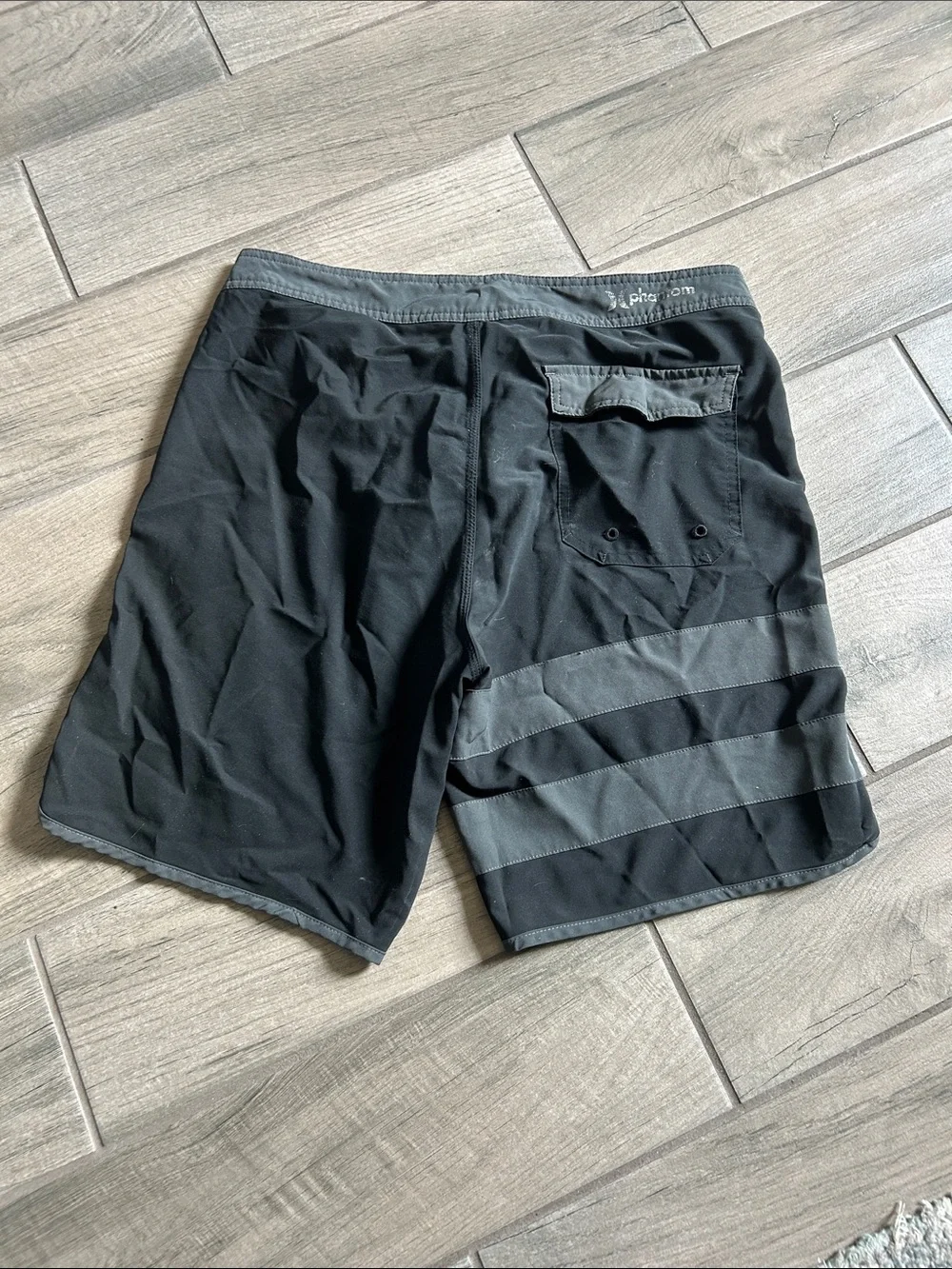 Hurley Black Swim Board Shorts with Gray Stripe Accents